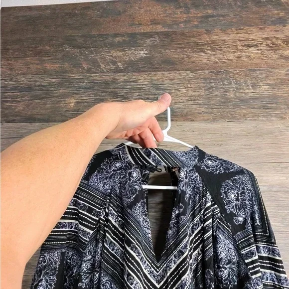 Free People Black and White Patterned Blouse - Picture 7 of 10
